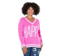 Angel of Style Femme Grandes Tailles Pull Manches Longues, imprimé Happy, Coupe Straight Fit néon Berry 50+ 846770586-50+