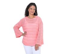 Angel of Style Femme Grandes Tailles Pull-Over, Coupe carrée, Maille ajourée, Manches Longues pêche 50+ 852664645-50+