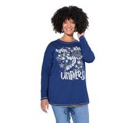 Angel of Style Femme Grandes Tailles Sweat-Shirt Coupe Loose Fit, imprimé Univers et Cordon sous Tunnel à la Base Bleu foncé 48 848282750-46