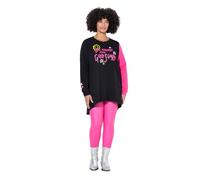 Angel of Style Femme Grandes Tailles Sweat-Shirt Long, Coupe Loose Fit, 1 Manche Rose Noir 50 840022100-48