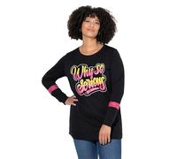 Angel of Style Femme Grandes Tailles Sweat-Shirt Manches Longues, Message imprimé et Bande pailletée Noir 56 845764100-54