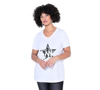 Angel of Style Femme Grandes Tailles T-Shirt Coupe Comfort Fit, étoile avec Bandes Fantaisie Blanc Neige 48 849549200-46