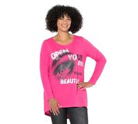 Angel of Style Femme Grandes Tailles T-Shirt Long Coupe évasée, Motif œil et Message Rojo hibisco 44 845777510-42