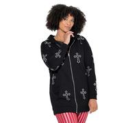 Angel of Style Femme Grandes Tailles Veste en Molleton à Capuche, Croix en Strass Scintillants et Coupe Oversize Noir 52 845754100-50