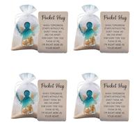 Angel Pocket Hug in Memory of The Dead, souvenir d'ange en résine avec poème pour perte, cadeau de condoléances avec symbolisme de guérison, confort commémoratif pour vos proches (4 pièces)