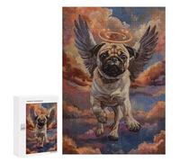 Angel Pug in Heaven Painting Puzzle 1000 Pièces Educa Jouet en Bois Cadeau Unique Décoration Intérieure Jeu Éducatif Challenge Toy Adultes Et Enfants À Partir De 14 Ans 300 PCS