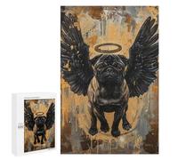 Angel Pug with Black Wings Puzzle 1000 Pièces Educa Jouet en Bois Cadeau Unique Décoration Intérieure Jeu Éducatif Challenge Toy Adultes Et Enfants À Partir De 14 Ans 1000 PCS