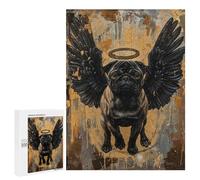 Angel Pug with Black Wings Puzzle 1000 Pièces Educa Jouet en Bois Cadeau Unique Décoration Intérieure Jeu Éducatif Challenge Toy Adultes Et Enfants À Partir De 14 Ans 500 PCS