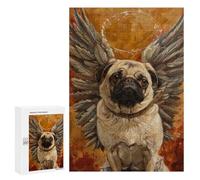 Angel Pug with Wings Art Print Puzzle 1000 Pièces Educa Jouet en Bois Cadeau Unique Décoration Intérieure Jeu Éducatif Challenge Toy Adultes Et Enfants À Partir De 14 Ans 300 PCS