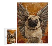Angel Pug with Wings Art Print Puzzle 1000 Pièces Educa Jouet en Bois Cadeau Unique Décoration Intérieure Jeu Éducatif Challenge Toy Adultes Et Enfants À Partir De 14 Ans 500 PCS