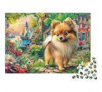 Angel Puppy Puzzles 1000 Pièces pour Adultes Jigsaw Puzzles for Adults 1000 Pièces Puzzle Défi Jeu for The Whole for Women, Garden Pomeranian Gifts for Men Fun Activity for Home Cart