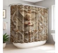 Angel Rideau de douche extra large classique élégant en polyester imperméable avec ailes en forme de cœur, sans beige, décoration pour salle de bain, dortoir, 274 x 183 cm