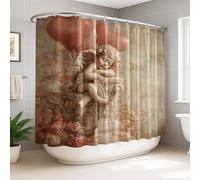 Angel Rideau de douche extra large en polyester imperméable Motif cœurs et fleurs 274 x 183 cm