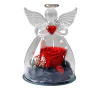 Angel Rose Figurine - Professionnel Premium en conserve dans des cadeaux d'anniversaire Noël Anniversaire de mariage Saint-Valentin Décoration de la maison Eternal Rose Angel Ailes Transparent Dôme