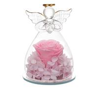 Angel Rosee Gift - Eternal Rosee en verre Angel Figurine | Cadeau de fleurs conservé pour femmes, parfait pour Noël, mariage, anniversaire, anniversaire et célébrations de Thanksgiving