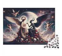 Angel Vs Demon Celestial Battle Puzzles 1000 Pièces Cadeau Unique Jeu Éducatif Défi Jouet À De Qualité Supérieure Peinture Art pour Adultes Et Enfants À Partir De 12 Ans 38x26cm/1000pcs