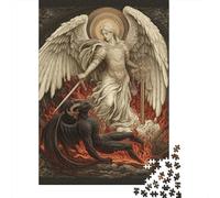 Angel Vs. Demon Spiritual Battle Art Print Puzzles 1000 Pieces Cadeau Unique Jeu Éducatif Défi Jouet À De Qualité Supérieure Peinture Art pour Adultes Et Enfants À Partir De 12 Ans 70x50cm/1000pcs