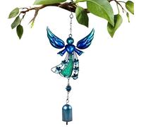 Angel Wind Chimes, Memorial Wind Chime Keepsake, Metal, Glass Sun Catcher Figure with Wings, Relaxing Loud Sound, for Garden Patio Porch Yard Balcony Home Funeral, 36.5x15cm