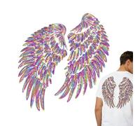 Angel Wing Applique - Garment Repair Patch for Clothing | Cloth Embroidery Iron On Backing, Decorative Sew Design, Wing Shape Badge for Jacket Hat Jeans Shirt Hoodie Sneaker Dress Craft