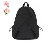 Angel Wing Backpack, Wing Themed Nylon Daypack with Zipper (Black)