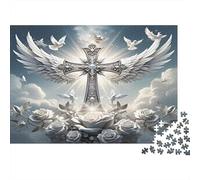 Angel Wing Cross 100% Recycled Cardboard Winged Cross 1000 Piece Puzzle for Adults The Impossible Challenge 70x50cm/1000pcs