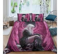 Angel Wings Ensemble De Literie 3 pièces Hypoallergique Imprimé en 3D Léger Fantaisie Gothic Art Housse de Couette avec 2 Taies d'oreiller Confortable for Décoration de Chambre Single（140x200cm）