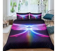 Angel Wings Glow Parure de Lit Microfibre 3 pièces Imprimé en 3D Hypoallergique Digital Fantaisie Art Ensemble De Literie avec 2 x Taies d'oreiller Confortable for Couple King（220x240cm）