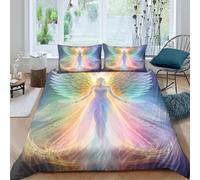Angel Wings Linge de Lit 3 Pièces 3D Imprimée Microfibre Hypoallergique Spiritual Divine Art Housse de Couette avec 2 x Taies d'oreiller Respirante for Décoration de Chambre King（220x240cm）