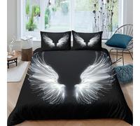 Angel_Wings Parure de Lit 3 pièces Microfibre Hypoallergique Imprimé en 3D Léger Spiritual_Art_Style_ Ensemble De Literie avec 2 Taies d'oreiller Confortable for Fille Single（135x200cm）
