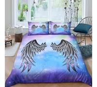 Angel_Wings_Stars Linge de Lit Hypoallergique 3 pièces Imprimé en 3D Confortable Fantasy_Art_Style Housse de Couette avec 2 Taies d'oreiller Super Douce for Décoration de Chambre King（220x240cm）