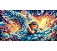 Angel-with-Wings-and-Cosmic-Symbols 1000 pièces Jeu éducatif détente Puzzle Papier recy adeau Amusant & Activité Maison pour décoration Murale et Cadeaux 38x52/1000 pièces