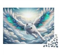 Angel Wolf Flying Colourful Winged Wolf 1000 Pieces Jigsaw Puzzles Adults Birthday Fun Present & Activity 52x38cm/1000pcs