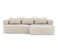 Angela - canapé d'angle droit 4 places en velours texturé - Beige Beige G