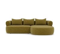 Lisa Design - Angela - canapé d'angle Droit 4 Places en Velours texturé, Vert