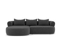 Lisa Design - Angela - canapé d'angle Gauche 4 Places en Velours texturé, Noir