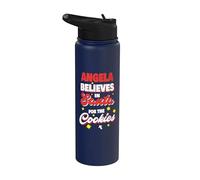 Angela croit au nom de Noël drôle d'Angela Stainless Steel Insulated Water Bottle