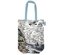 Angela Harding Sac fourre-tout en coton Motif Stormy Seaside, Bleu, blanc, vert, marron, Shoulder Bag