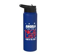 Angela On The Nice List Nom de Noël amusant Angela Stainless Steel Insulated Water Bottle