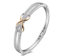 Angelady Bracelet Femme Infini 7in Plaqué Argent Bracelet Or Rose avec des Cristaux, Bracelet Femme Cadeau Fête des Mères Anniversaire Femme Maman - avec Boîte Cadeau