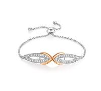 Angelady Bracelet Infini Femme, Bracelet Ajustable Plaqué Argent Or Rose, Bracelet Femme Cadeau Fête des Mères Anniversaire Femme Maman/coffret cadeau exquis