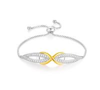 Angelady Bracelet Infini Femme, Bracelet Ajustable Plaqué Or 18K, Bracelet Femme Cadeau Fête des Mères Anniversaire Femme Maman/coffret cadeau exquis