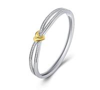 Angelady Classique Bracelet,Argent Coeur Femme Bracelet Or Rose avec des Cristaux Bracelet Bijoux Anniversaire Femme Fête des Mères Idée Maman Cadeau avec Boîte Cadeau