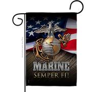 Angeleno Heritage Drapeau de jardin Marine Semper Fi Forces Armées USMC USA USA Militaire Veteran Retraite Officiel Maison Bannière Petite Yard Cadeau Double Face Fabriqué aux États-Unis 33 x 48,5 cm