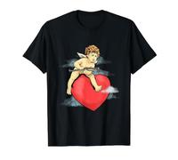 Angelic Cupidon Chérubin Saint Valentin Bébé Ange Dieu de l'amour T-Shirt Graphique avec Valeur, Homme, Noir, L