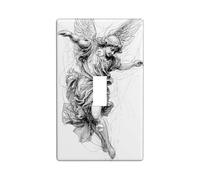Angelic Plaque de protection pour interrupteur - Figurine ailée blanche éthérée pour décoration murale, design moderne, taille standard