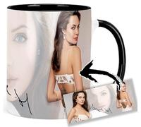 Angelina Jolie Tasse Ceramique Intérieure et Poignée Noire Mug