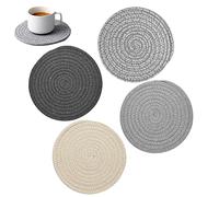 Angelkiss Lot de 4 Dessous de Plat en Coton tissé Dessous de Plat en Fil de Coton sous-Verres Ronds Tressés Tapis Chauds Repose-Cuillère pour la Cuisine et la pâtisserie - Antidérapants - 4 Couleurs