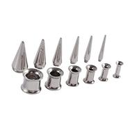 Angelle Kit d'Étirement d'Oreille et Langue - Lot de 6 Écarteurs en Acier Inoxydable - Plugs à Visser, Acier Allié