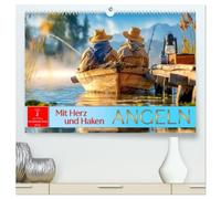 Angeln mit Herz und Haken (hochwertiger Premium Wandkalender 2026 DIN A2 quer), Kunstdruck in Hochglanz: Stille Wasser, große Fänge, starke Momente.