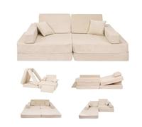 Angelove Canapé Enfant 2-en-1 - Canapé-lit avec Housse en Velours Côtelé, Déhoussable, Beige